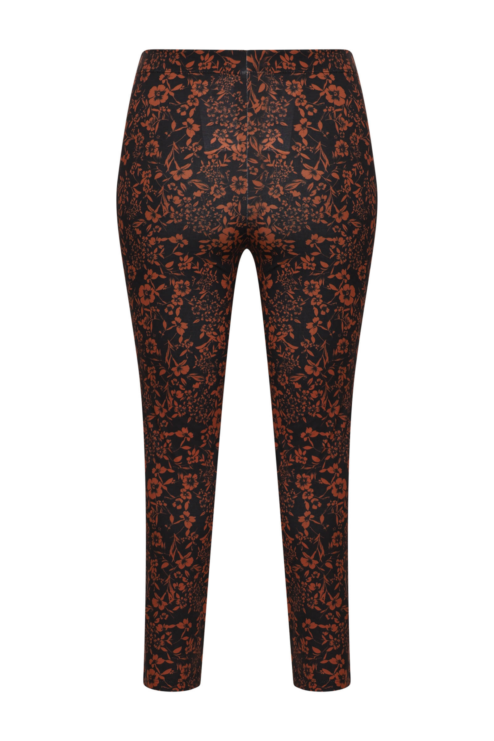Yoek gebloemde high waist slim fit tregging IRIS zwart/roodbruin | wehkamp