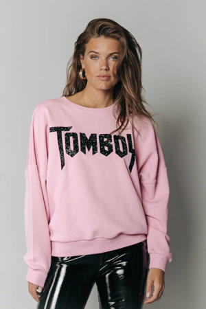 sweater Tomboy met biologisch katoen roze/zwart