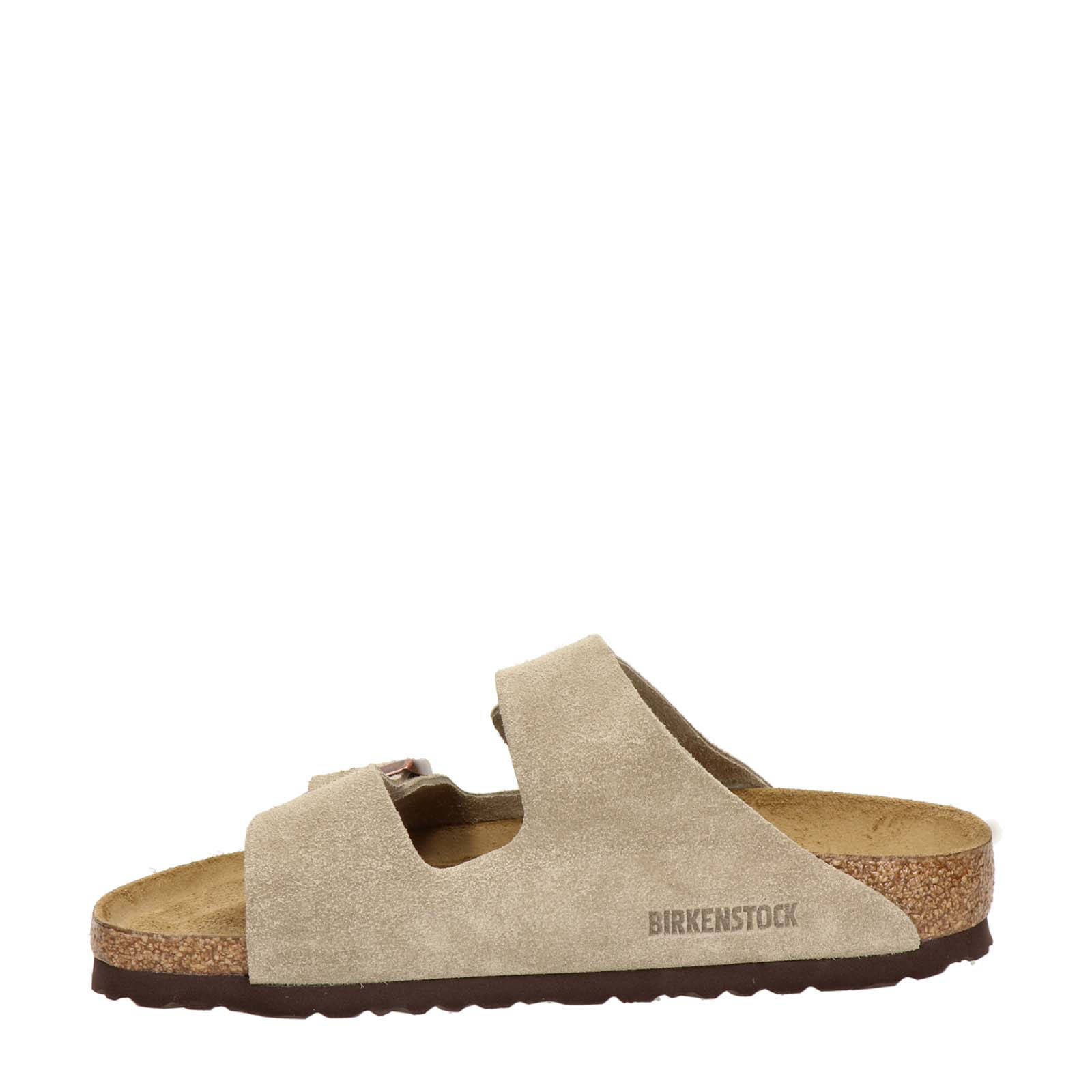 Birkenstock Arizona suède slippers taupe | wehkamp