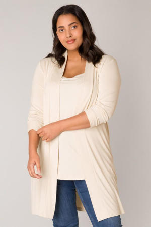 fijngebreid vest Ayla long beige