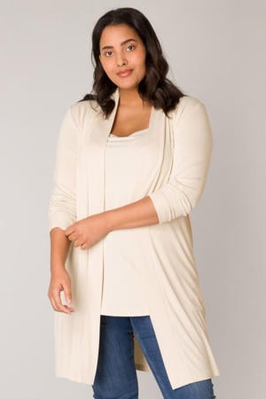 fijngebreid vest Ayla long beige