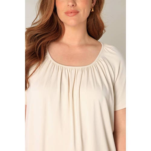 Base Level Curvy top Yoni met plooien beige afbeelding