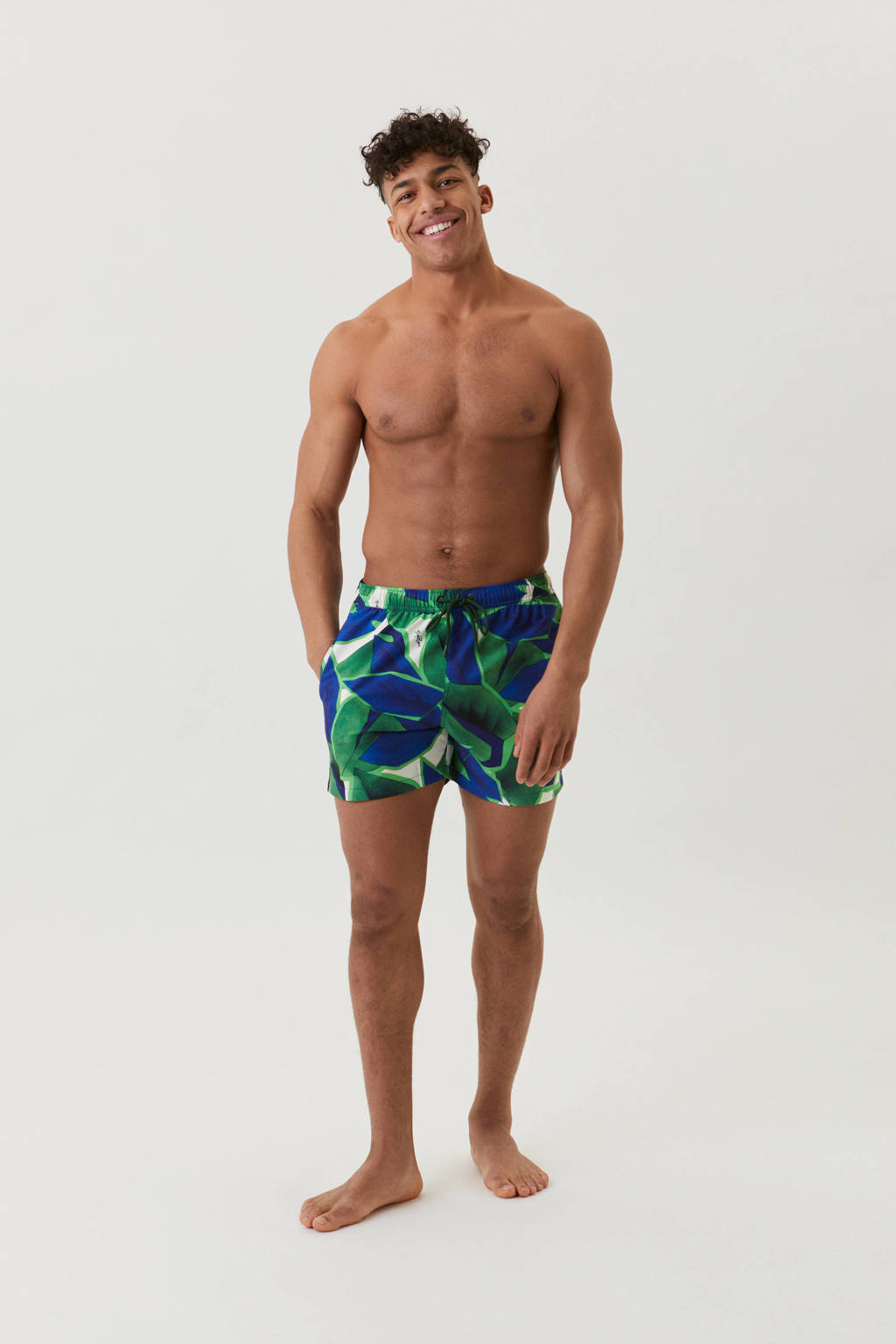 Björn Borg zwemshort met all over print blauw/groen/wit, Blauw/groen/wit