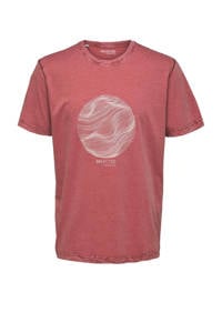 SELECTED HOMME T-shirt SLHRELAXBOB met biologisch katoen marsala