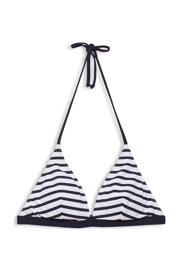 thumbnail: ESPRIT Women Beach niet-voorgevormde gestreepte triangel bikinitopje donkerblauw/wit