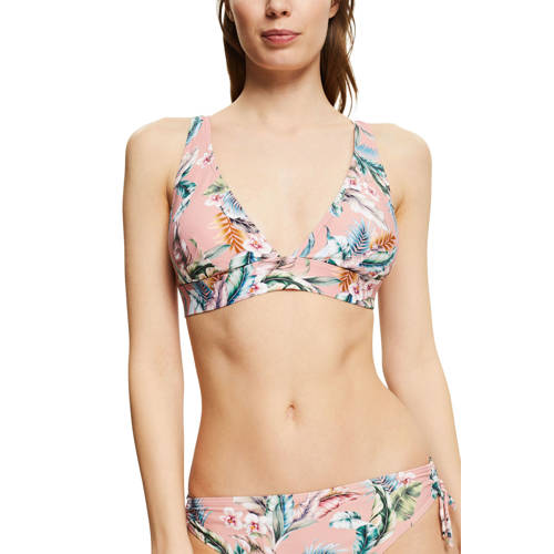 ESPRIT Women Beach voorgevormde gebloemde bikinitop zalmroze