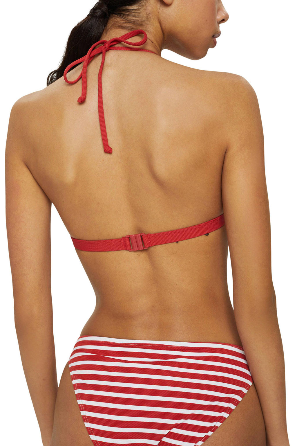ESPRIT Women Beach niet-voorgevormde gestreepte triangel bikinitop rood/wit