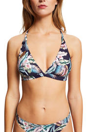 thumbnail: ESPRIT Women Beach niet-voorgevormde gebloemde halter bikinitop donkerblauw