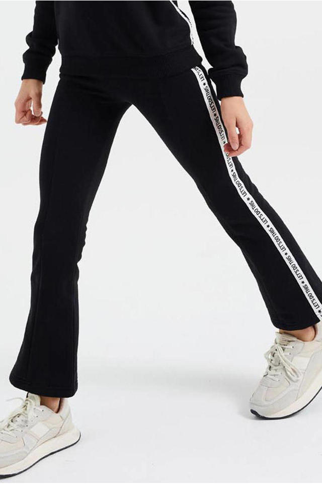 Steil Mooi advocaat WE Fashion flared broek met zijstreep zwart/wit | wehkamp
