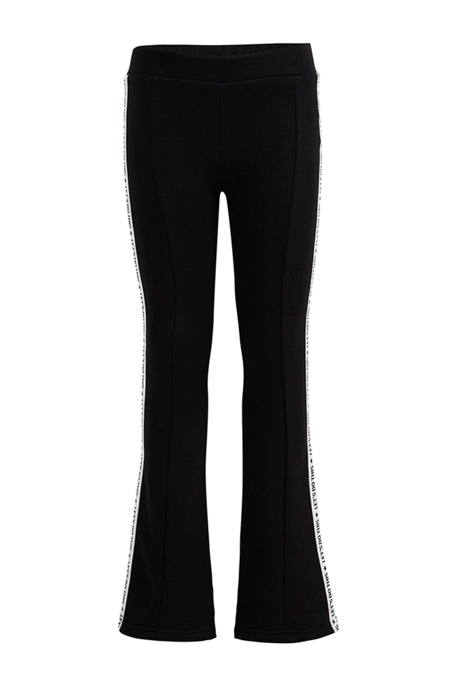 WE Fashion flared broek met zijstreep zwart/wit | wehkamp