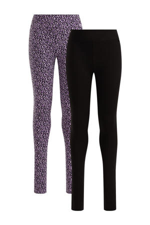 legging - set van 2 paars/zwart