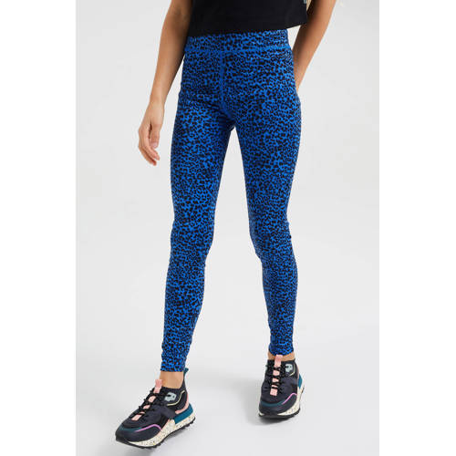 WE Fashion sportlegging panterprint blauw/zwart