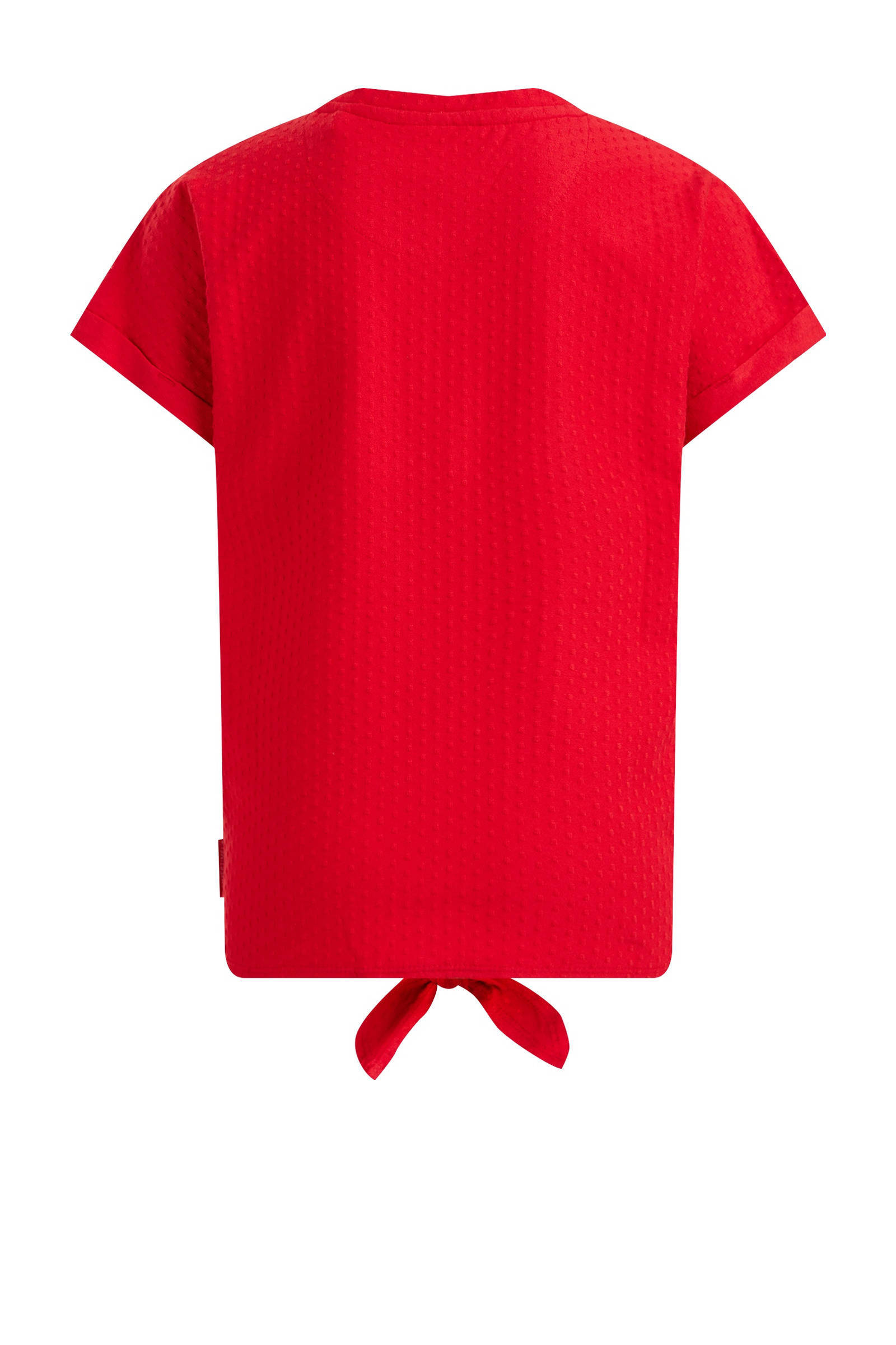 Rood linnen T-shirt V-hals tekst geflockt fluweel dames | IKKS Kleding |  Dames mode