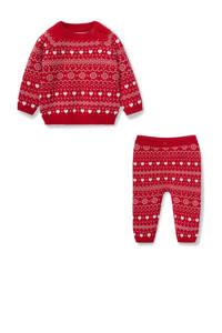 C&A broek + kerst trui rood/wit, Rood/wit