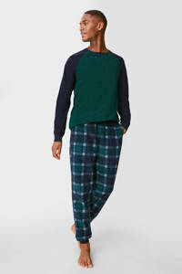 C&A pyjama met ruit donkergroen/donkerblauw, Donkergroen/donkerblauw