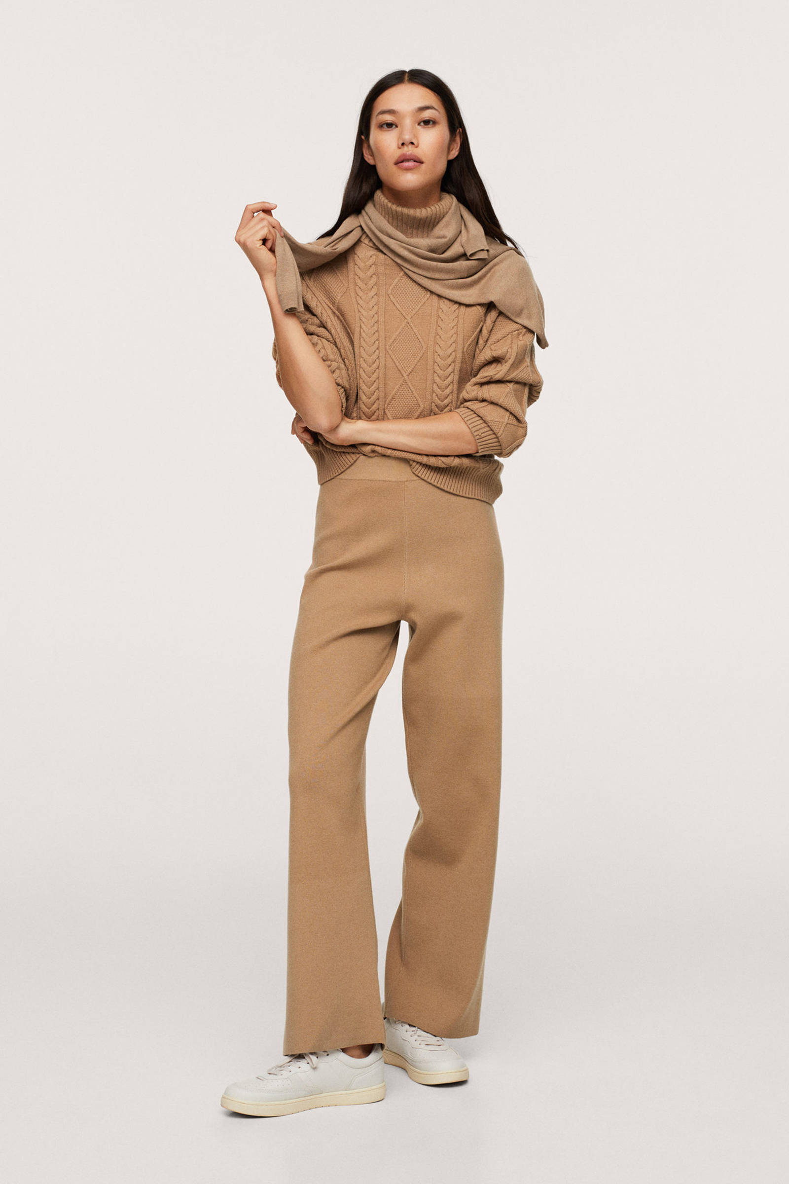 Mango high waist straight fit broek lichtbruin | wehkamp