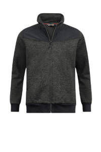 Zwarte heren Life-Line outdoor fleece jas Matthew van polyester met melée print, lange mouwen, opstaande kraag en ritssluiting