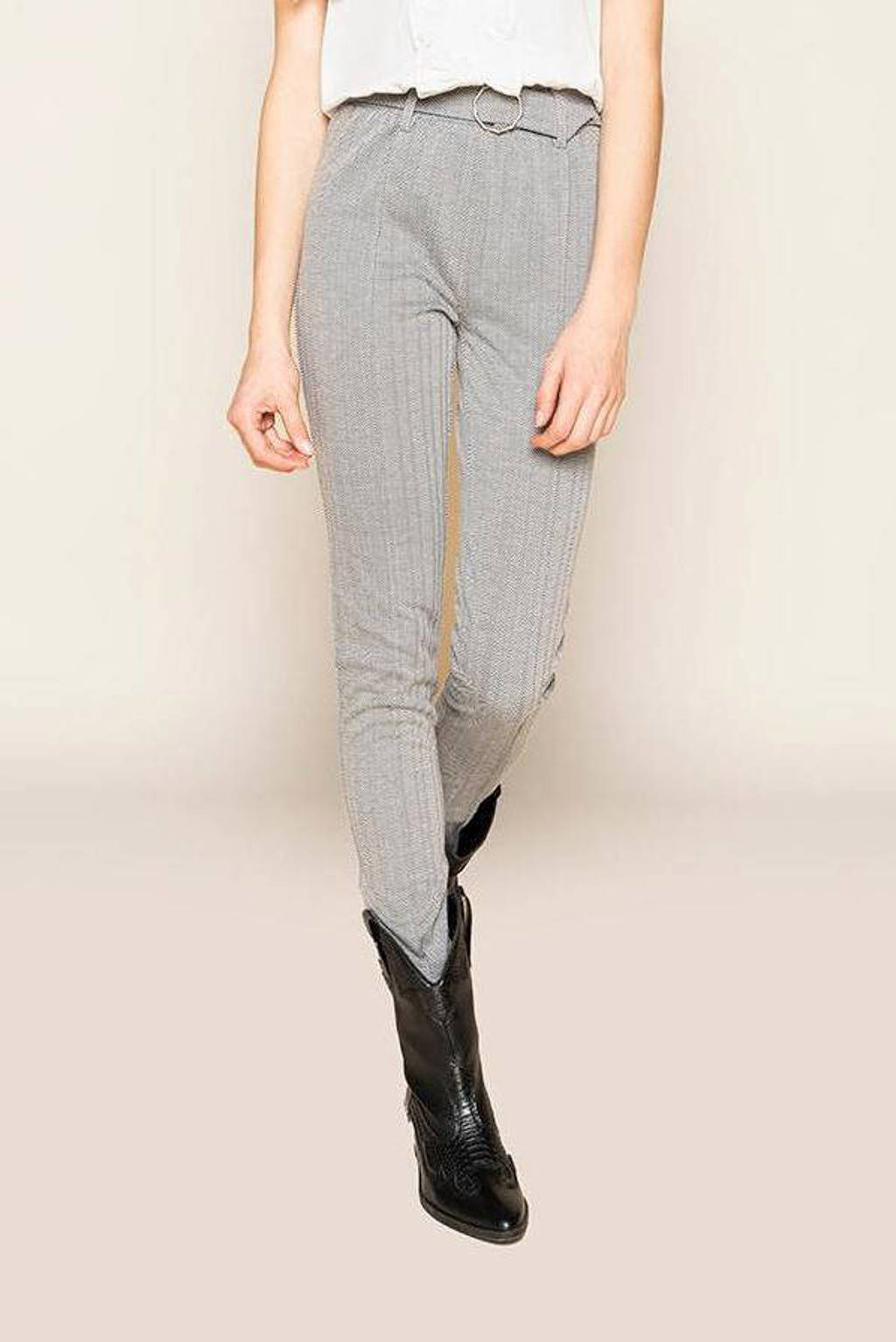 Zwart en witte meisjes Frankie&Liberty geruite skinny broek Chelsie van polyester met regular waist en elastische tailleband