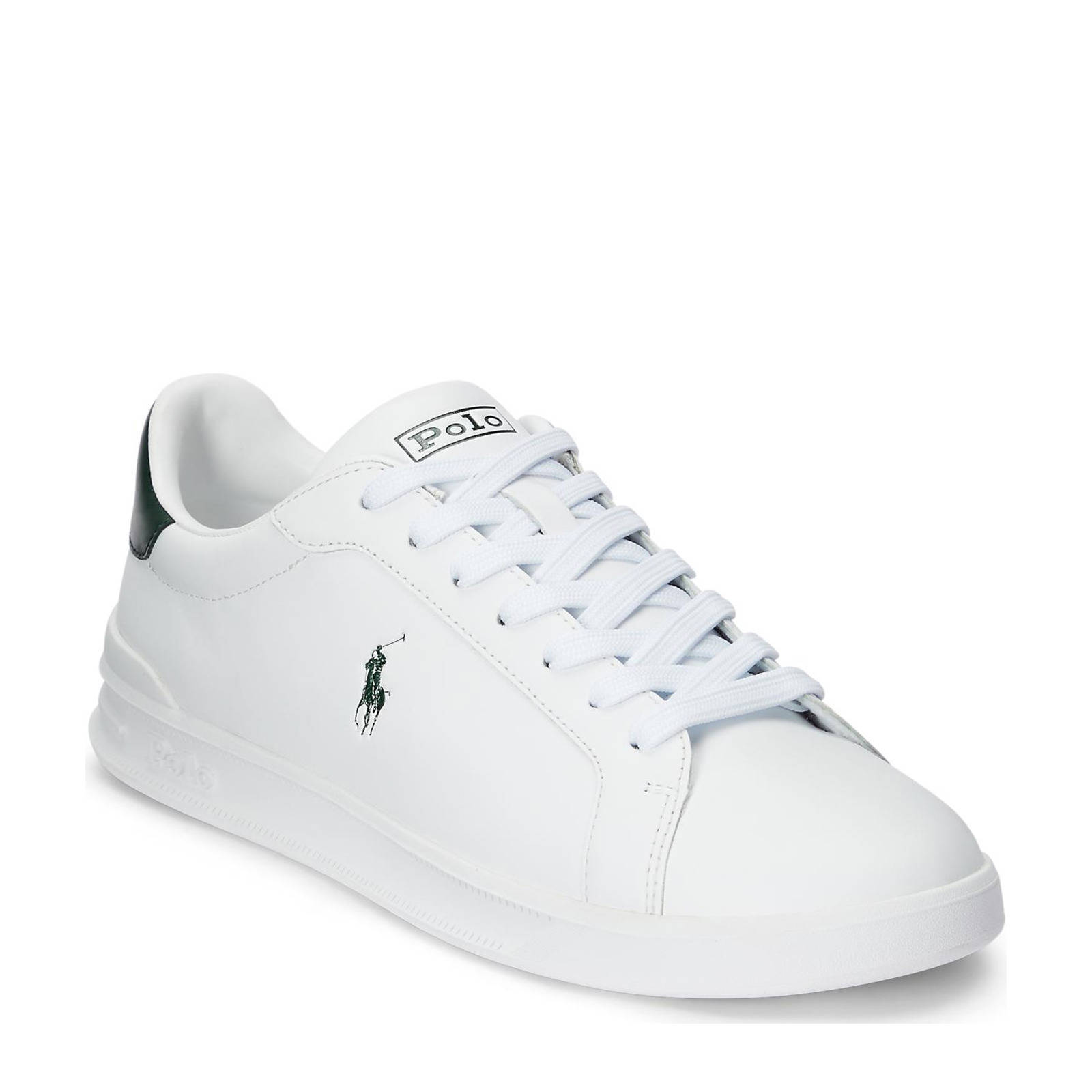 POLO Ralph Lauren HRT CT II leren sneakers wit/groen | wehkamp