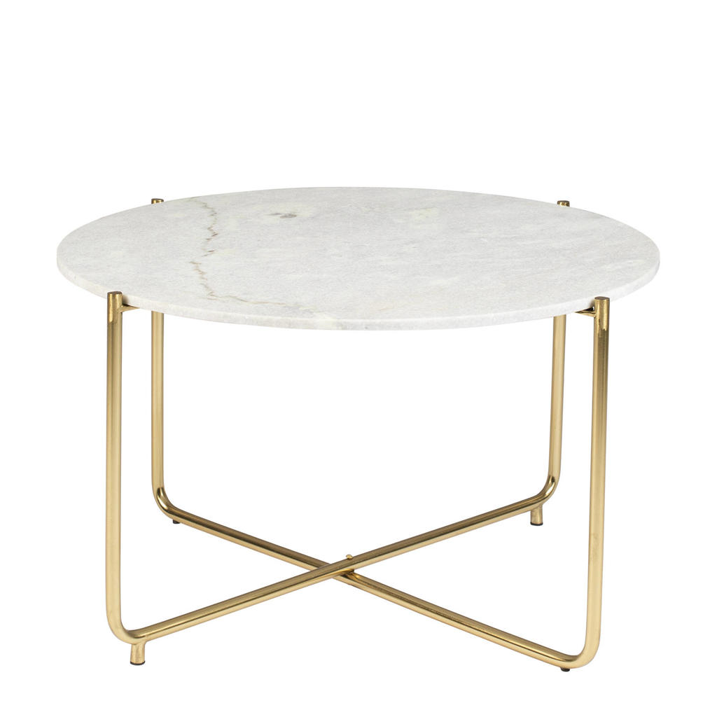 Wehkamp Home Housecraft Living Timpa Salontafel Marmer Rond 70x70 cm Wit/ Goud Timpa Salontafel Marmer Rond 70x70 cm Wit/ Goud