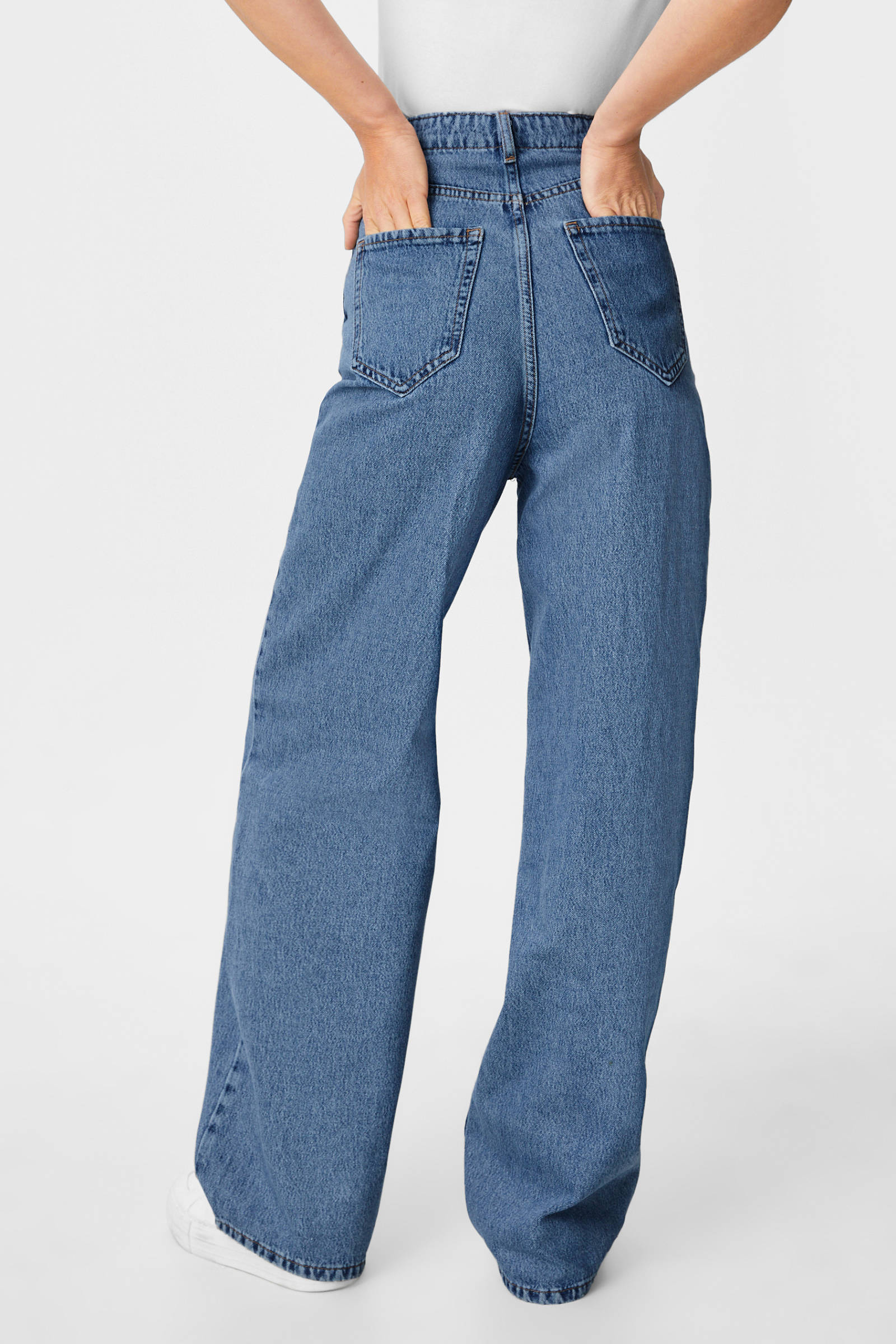 C\u0026A high waist wide leg jeans light denim | wehkamp