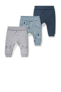 C&A Baby Club broek - set van 3 grijs/blauw, Grijs melange/blauw