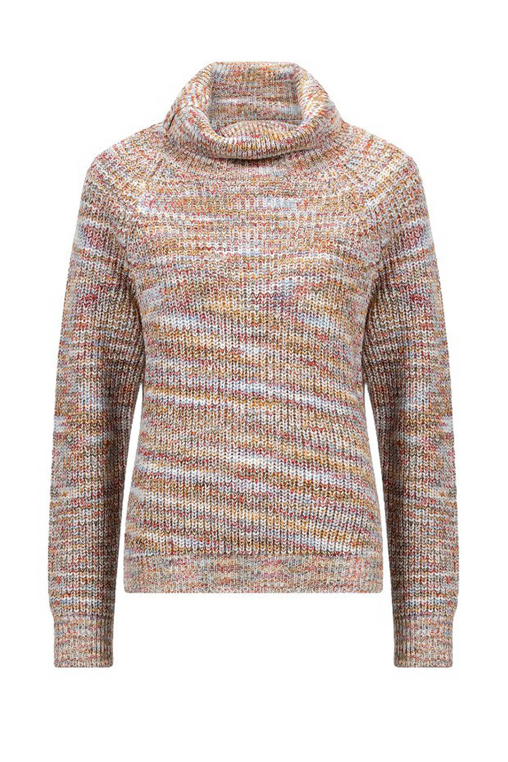 Multikleurige dames Life-Line outdoor sweater Mabel van katoen met all over print, lange mouwen, col en gebreide details