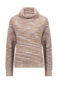 Multikleurige dames Life-Line outdoor sweater Mabel van katoen met all over print, lange mouwen, col en gebreide details