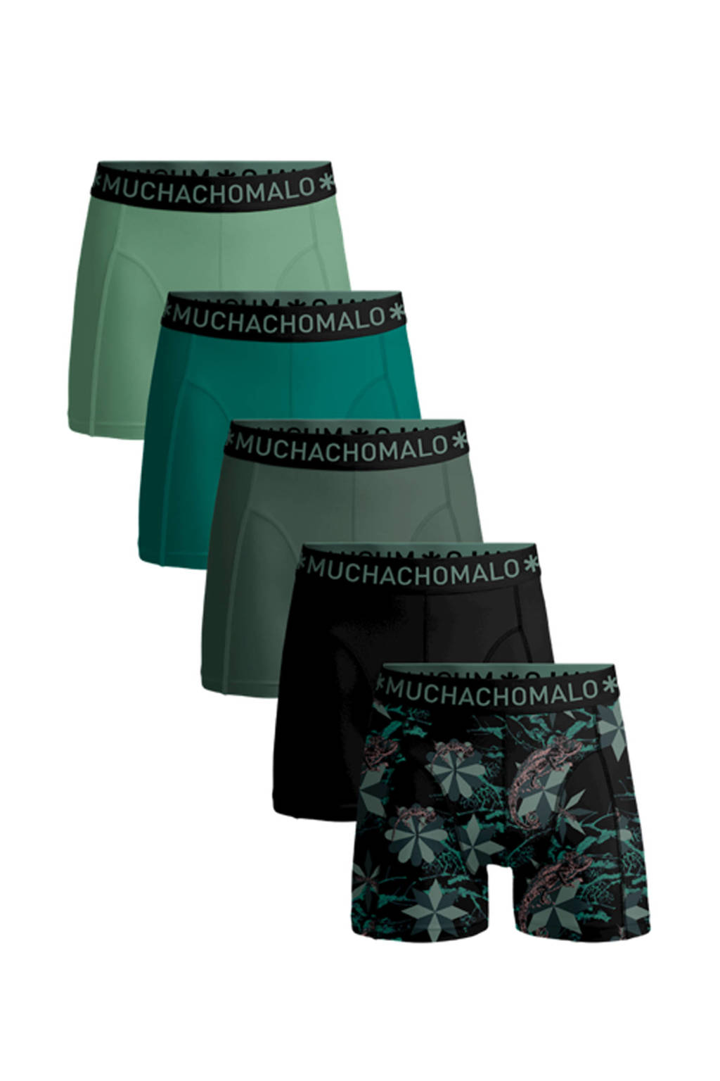 Muchachomalo boxershort (set van 5), Groen/Kaki/Zwart