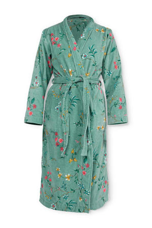 fluwelen badjas Les Fleurs groen