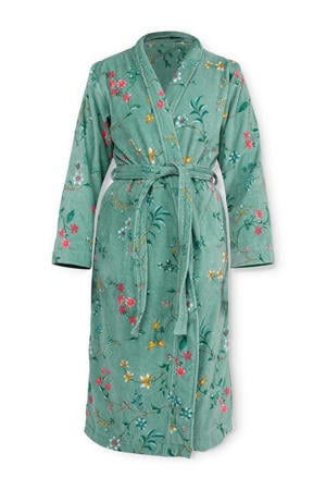 fluwelen badjas Les Fleurs groen