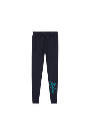 skinny joggingbroek met logo donkerblauw/turquoise