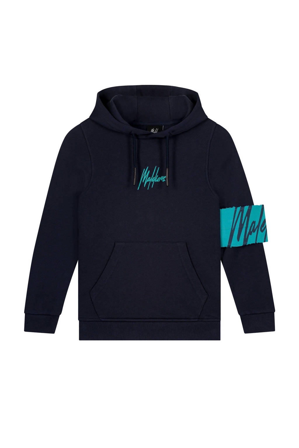Malelions hoodie met logo donkerblauw/turquoise