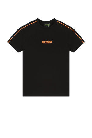 T-shirt met logo zwart/neon oranje