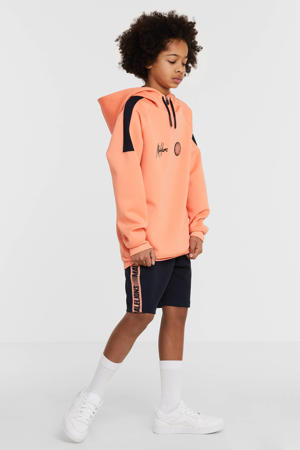 hoodie met logo oranje/donkerblauw
