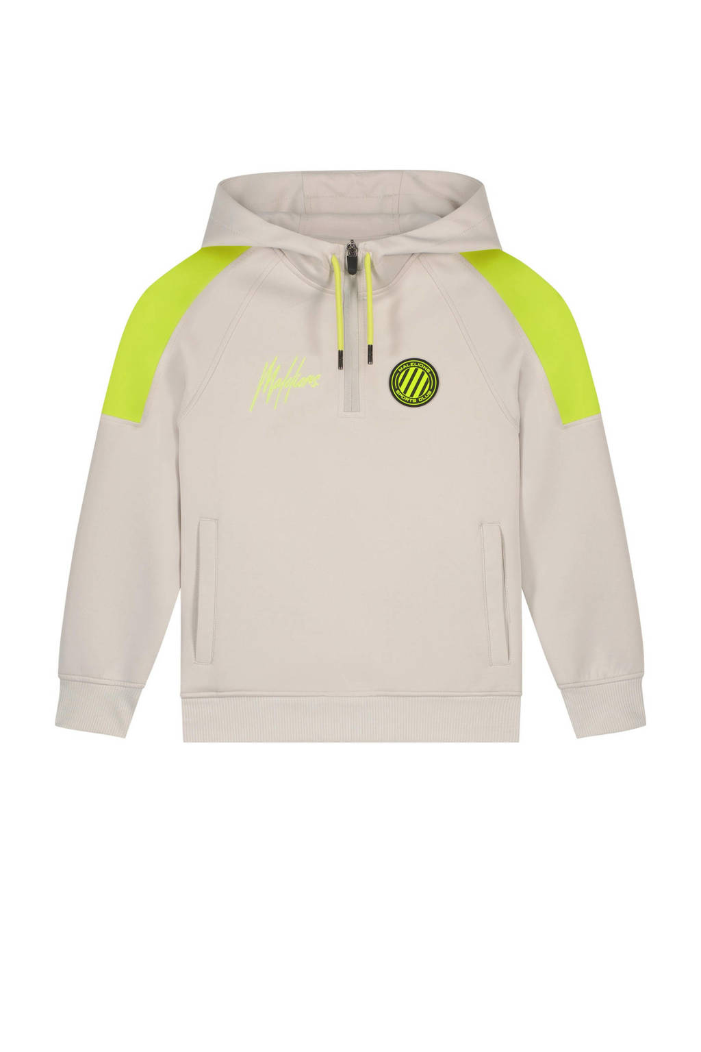 Malelions hoodie met logo grijs/geel