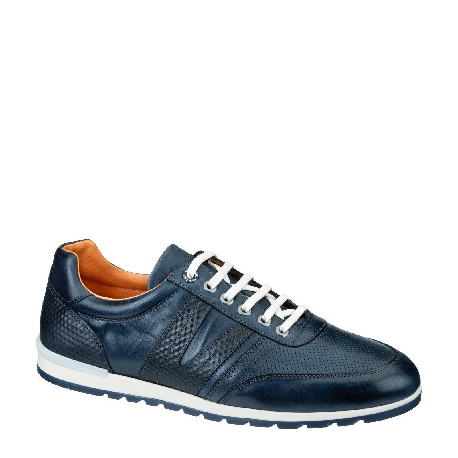 Van Lier Anzano leren sneakers blauw | wehkamp