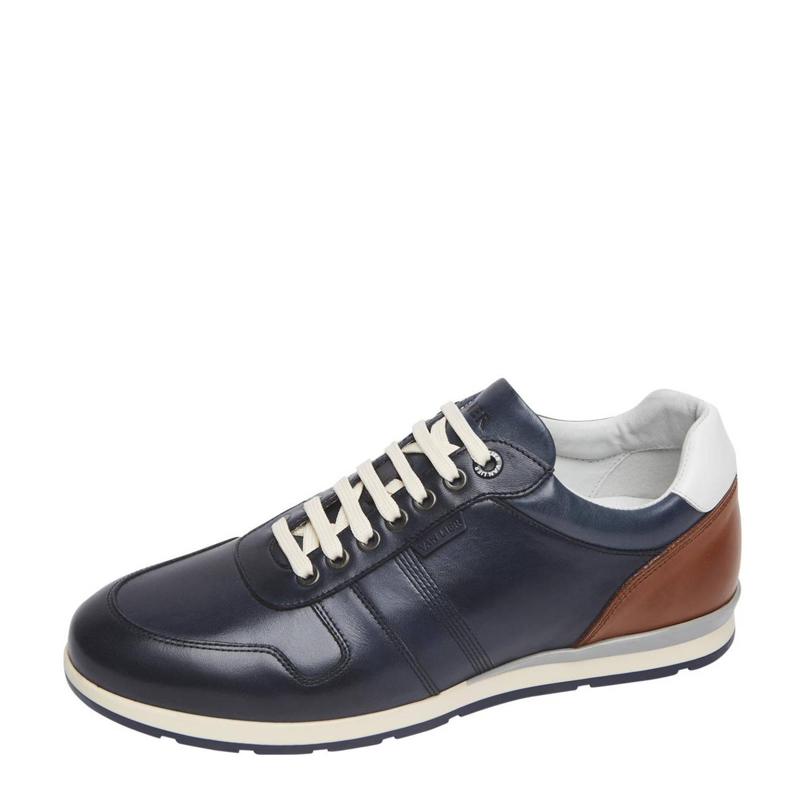 Van Lier Davinci leren sneakers blauw/bruin | wehkamp