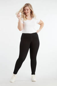 Zwarte dames MS Mode skinny tregging van stretchkatoen met regular waist en elastische tailleband