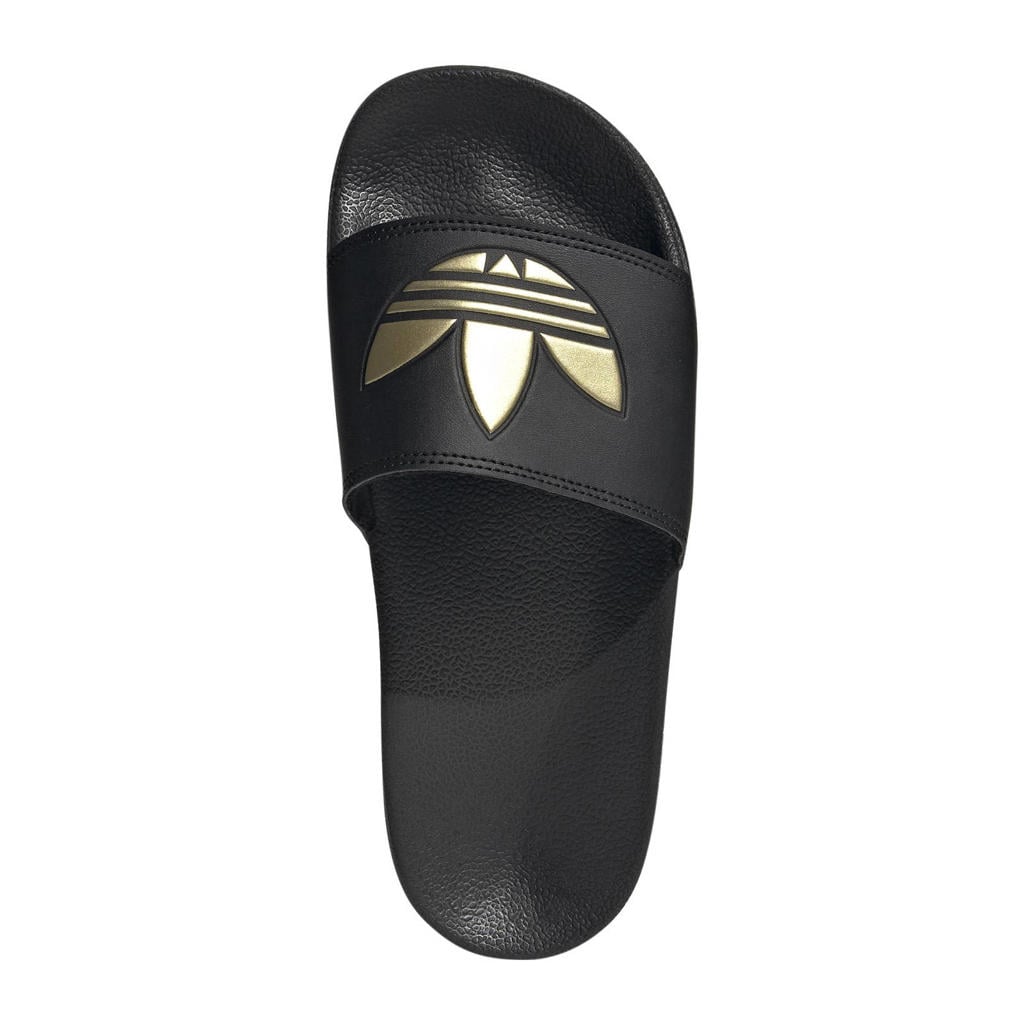 Zwart en gouden dames adidas Originals Adilette Lite badslippers van rubber