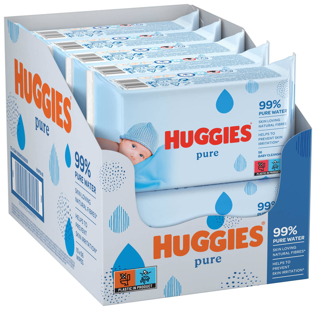 Huggies billendoekjes - Pure 99% water - 10 x 56 stuks