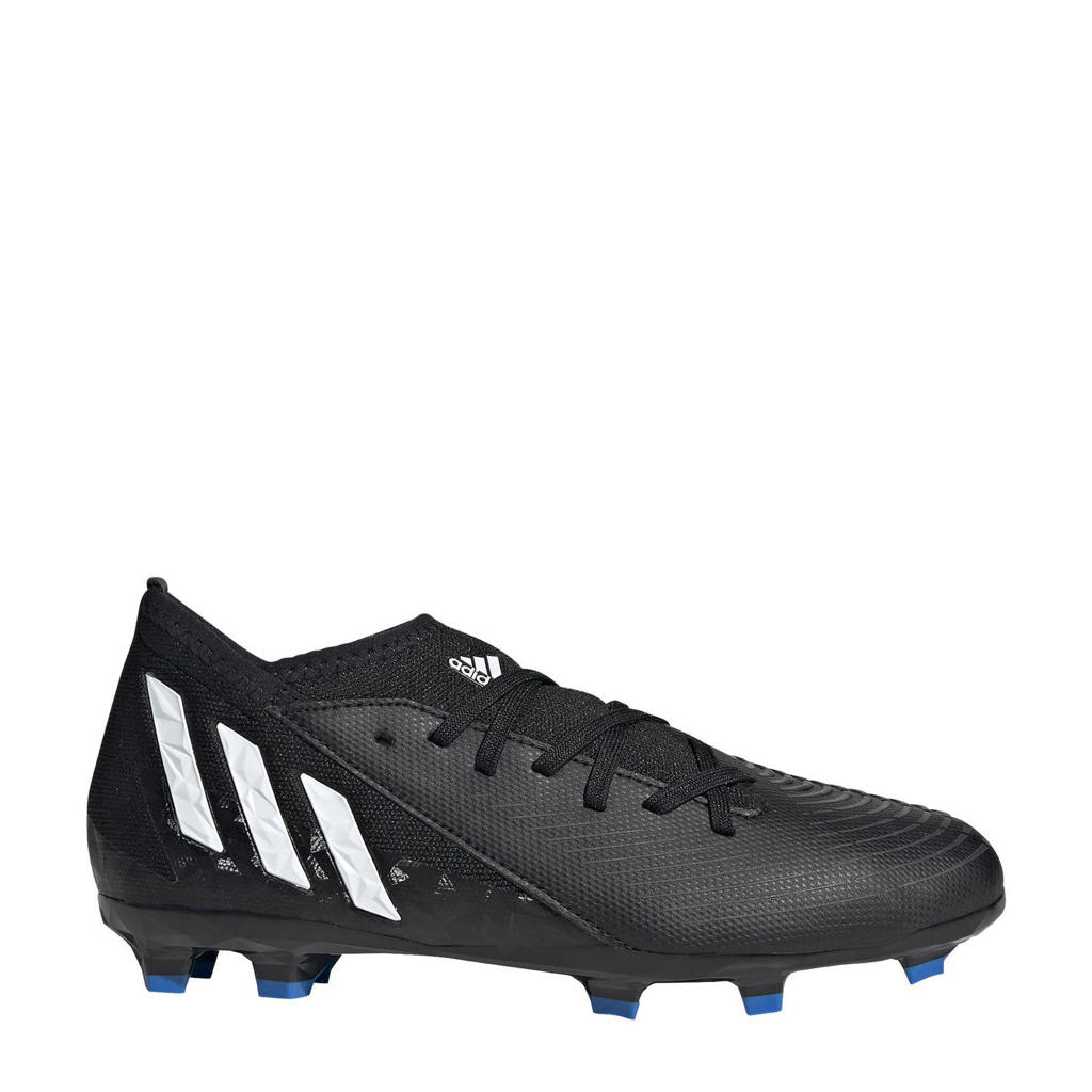 Zwart, wit en rode jongens en meisjes adidas Performance Predator Edge.3 FG Jr. voetbalschoenen van imitatieleer met veters