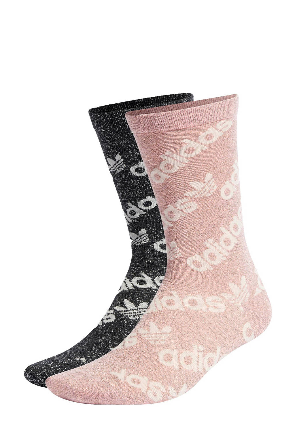 adidas Originals sokken - set van 2 Crew socks lichtroze/zwart, Lichtroze/zwart