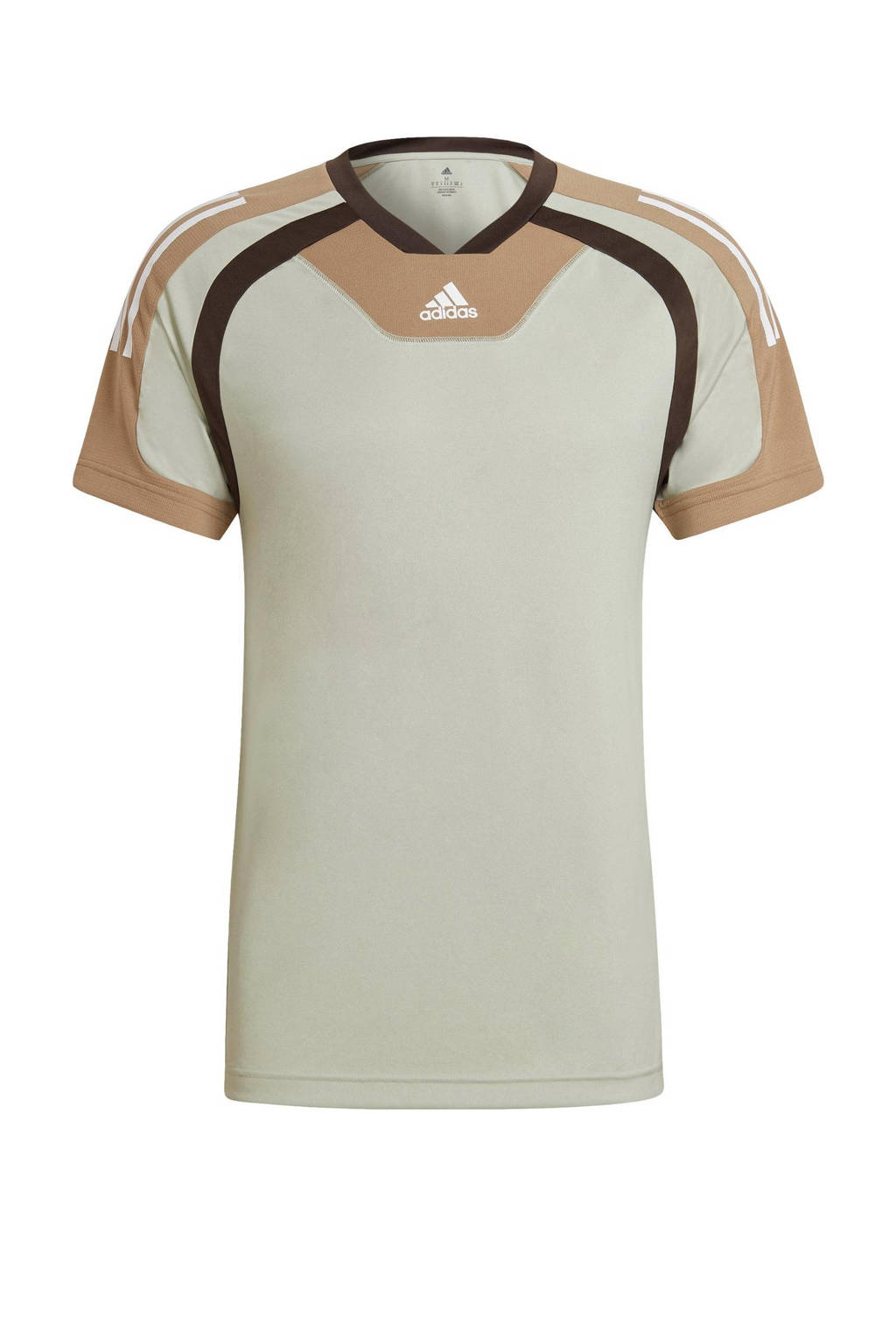 adidas Performance   sport T-shirt lichtgroen/bruin/wit