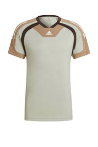 adidas Performance   sport T-shirt lichtgroen/bruin/wit
