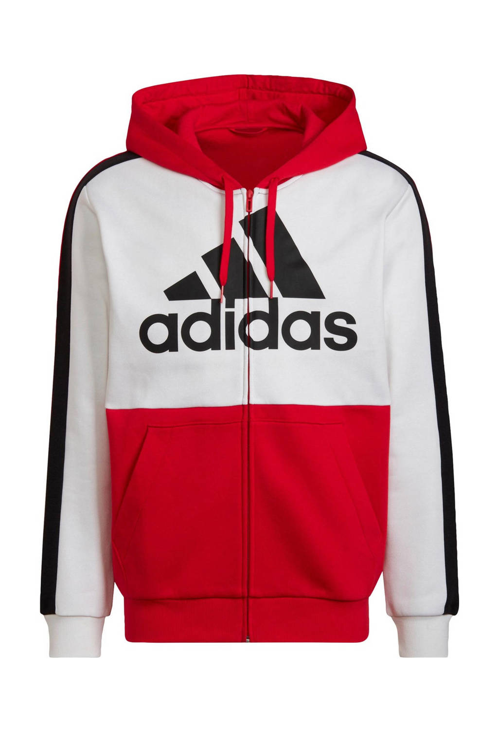 Wit en rode heren adidas Performance Senior hoodie van katoen met logo dessin, lange mouwen en capuchon