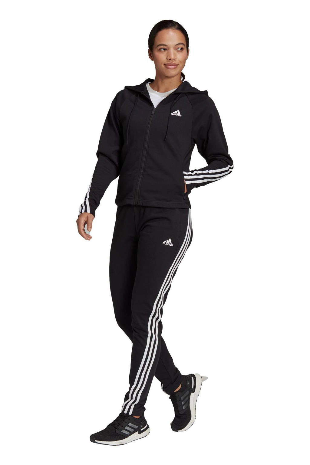 adidas Performance fleece joggingpak zwart/wit, Zwart/wit