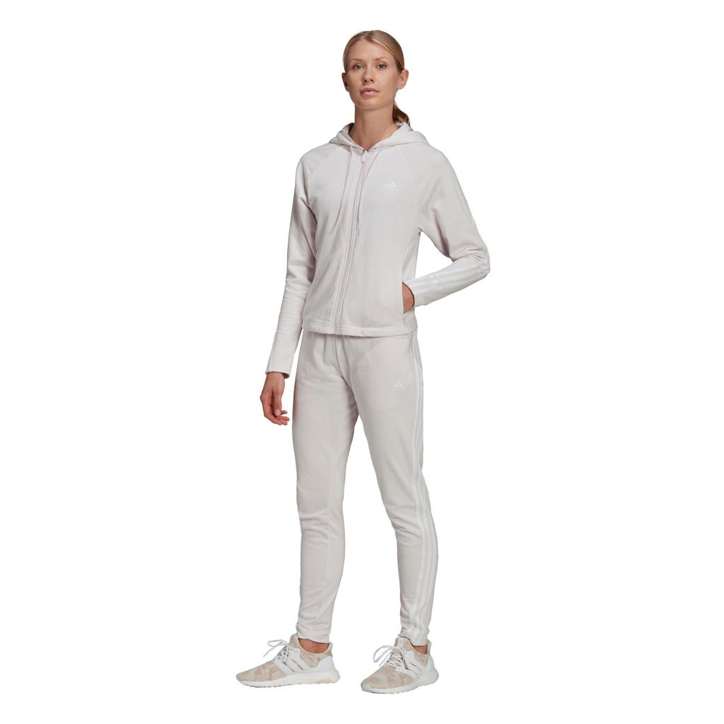 adidas Performance fleece joggingpak lichtroze/wit