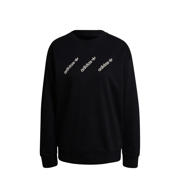 thumbnail: Zwarte dames adidas Originals sweater van katoen met logo dessin, lange mouwen, ronde hals en geribde boorden