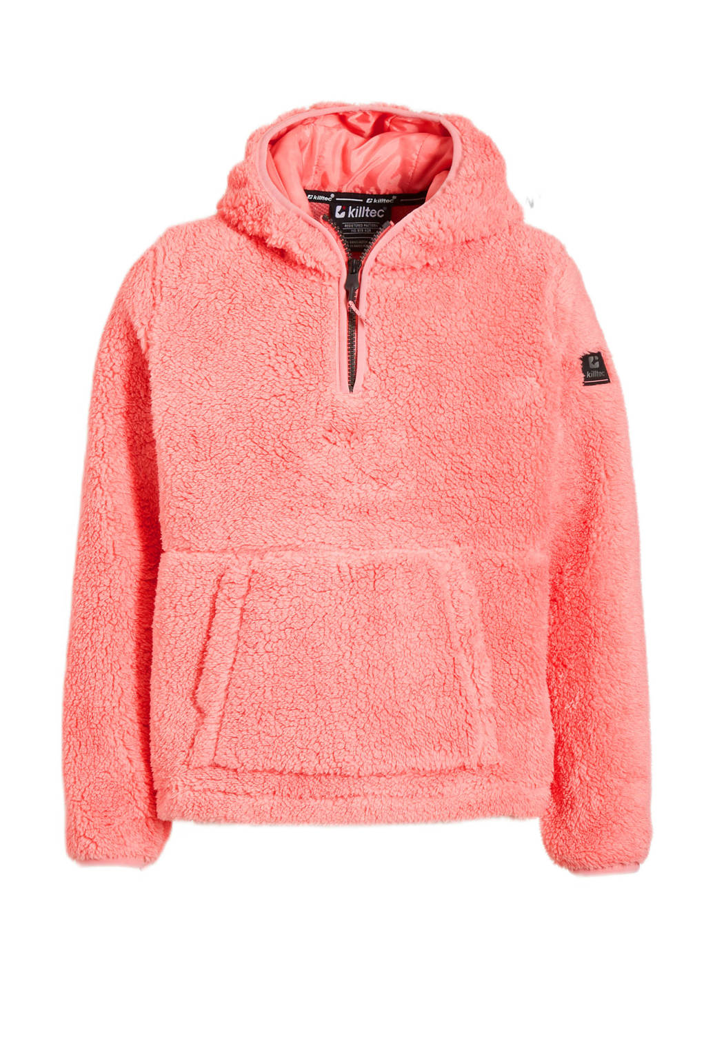 Roze jongens en meisjes Killtec sweater met lange mouwen, capuchon en halve rits